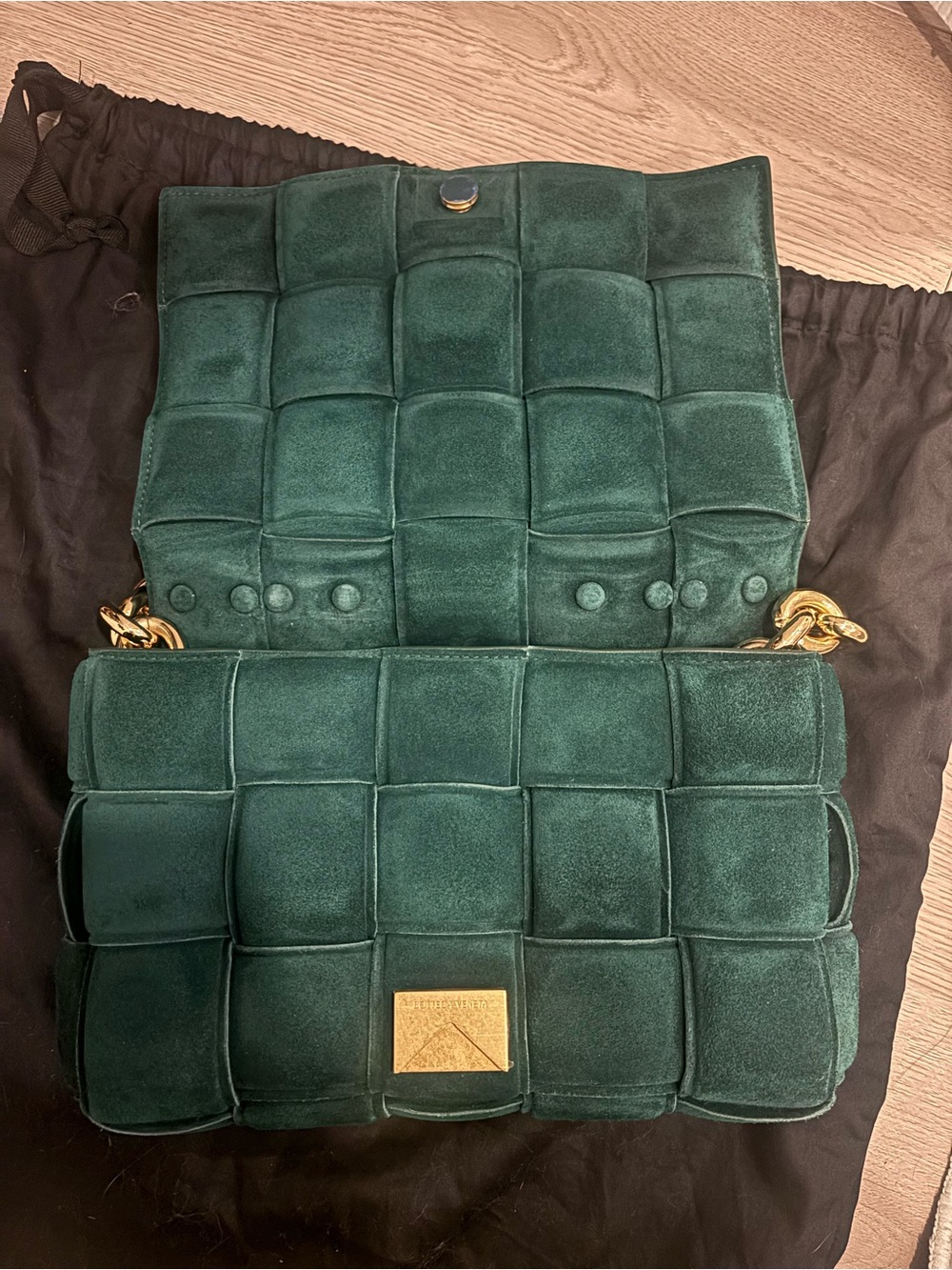 Bottega Veneta Teal Padded Cassette Bag with Gold Chain - Picture 6 of 8